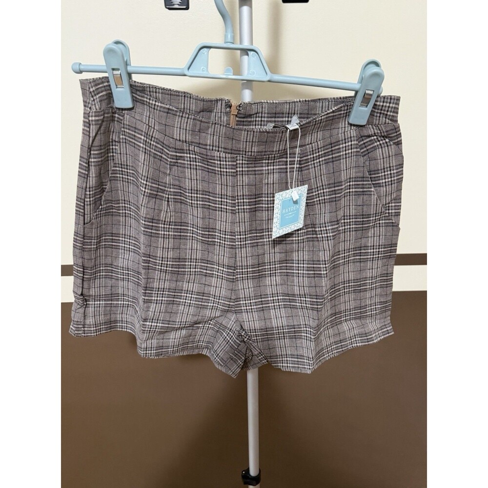 Hayden LA Brown Plaid Woven Shorts Nwt S